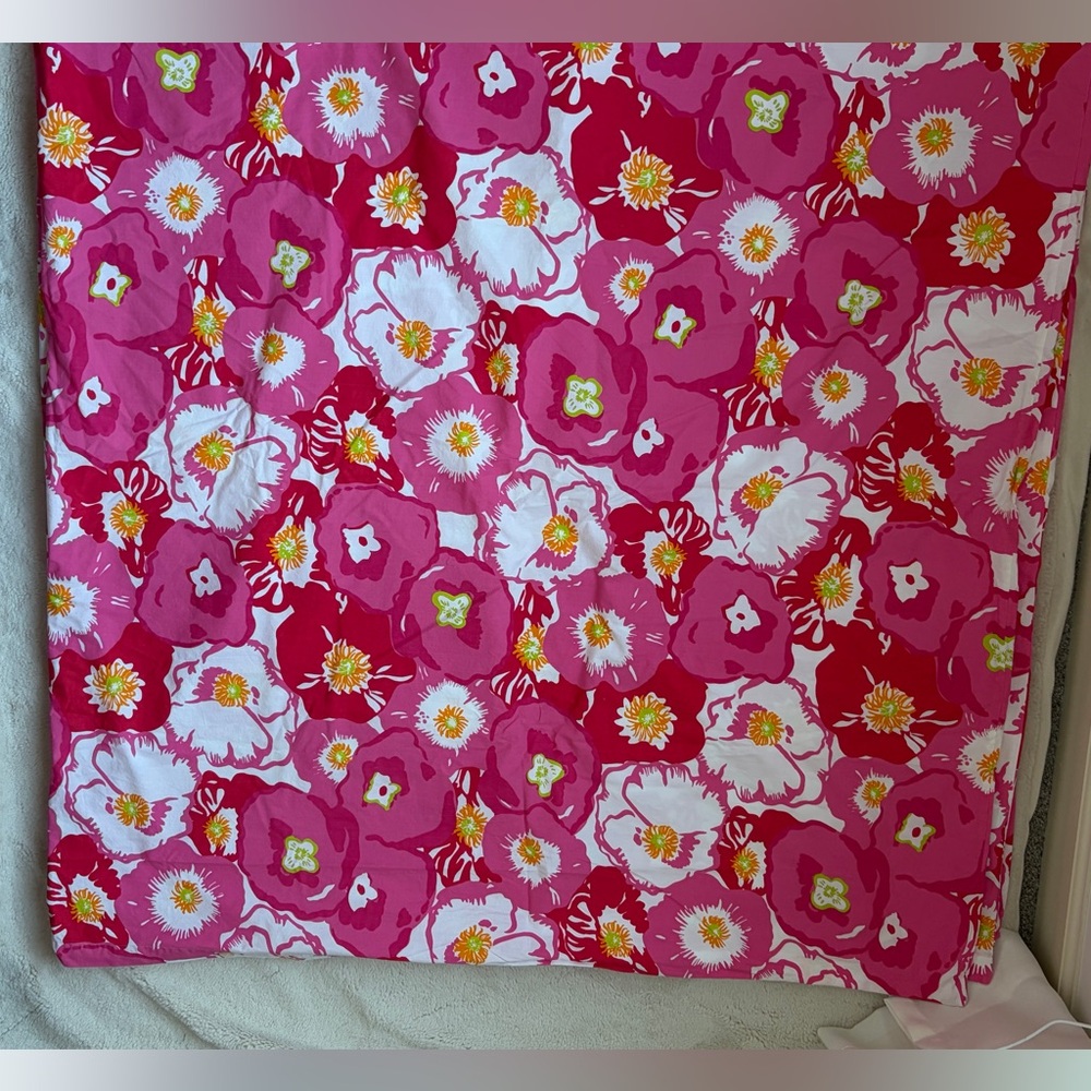 Lilly Pulitzer Garnet Hill Scarlet Begonias Tropical Floral Duvet Set Full/Queen - Picture 9 of 15